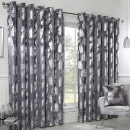 Plume Metallic Feather Curtains - Charcoal / 168cm / 229cm - thumbnail 2