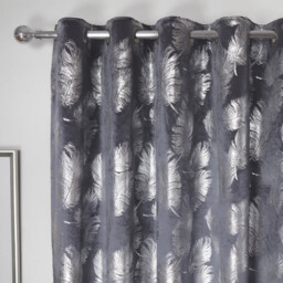 Plume Metallic Feather Curtains - Charcoal / 168cm / 229cm - thumbnail 3