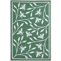 Homescapes Outdoor Rug Waterproof Reversible, 182 x 122 cm, Green Floral Bee - Green - thumbnail 1
