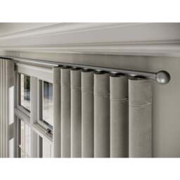 28mm Styleline Gliding Curtain Pole Set with Ball End - Silver - Silver / 125cm - thumbnail 2