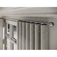28mm Styleline Gliding Curtain Pole Set with Ball End - Silver - Silver / 125cm - thumbnail 1