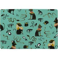 Hand Painting Abstract, Ancient Egypt Horus Eye Signs Designer Rug - Green / 150cm - image 1