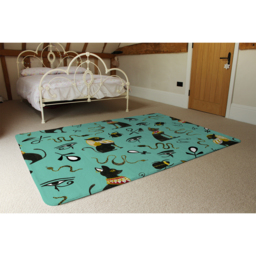 Hand Painting Abstract, Ancient Egypt Horus Eye Signs Designer Rug - Green / 150cm - thumbnail 3