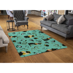 Hand Painting Abstract, Ancient Egypt Horus Eye Signs Designer Rug - Green / 150cm - thumbnail 2