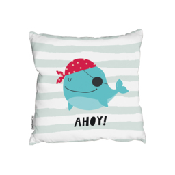 Ahoy! Whale Outdoor Cushion - Blue / 60cm - thumbnail 2