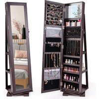 Rotating Mirrored Jewelry Cabinet - Brown