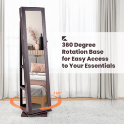 Rotating Mirrored Jewelry Cabinet - Brown - thumbnail 5