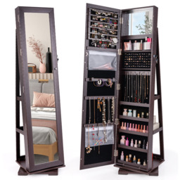Rotating Mirrored Jewelry Cabinet - Brown - thumbnail 2