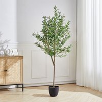 Artificial Olive Tree in Plastic Pot - Green - thumbnail 1