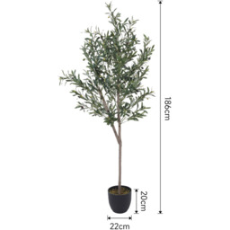 Artificial Olive Tree in Plastic Pot - Green - thumbnail 4