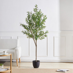 Artificial Olive Tree in Plastic Pot - Green - thumbnail 2