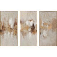 Set of 3 Bronzite Foiled Jewelled Art - Beige - image 1