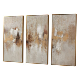 Set of 3 Bronzite Foiled Jewelled Art - Beige - thumbnail 2