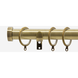 Antqiue Brass 28mm Stud Fixed Length Metal Curtain Pole - Antique Brass / 160cm - thumbnail 5