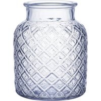 Glass Diamond Pattern Vase H16 cm - Clear - image 1