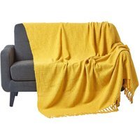 Nirvana Slub Cotton Throw - Ochre / 360cm - image 1