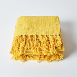 Nirvana Slub Cotton Throw - Ochre / 360cm - thumbnail 3