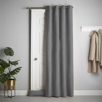 Velvet Chenille Thermal Fleece Lined Ring Top Door Curtain - Slate