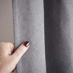 Velvet Chenille Thermal Fleece Lined Ring Top Door Curtain - Slate - thumbnail 4