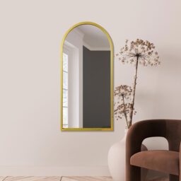 MirrorOutlet Arcus - Gold Metal Framed Arched Wall Mirror 120CM X 60CM - Gold - thumbnail 2