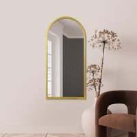 MirrorOutlet Arcus - Gold Metal Framed Arched Wall Mirror 120CM X 60CM - Gold