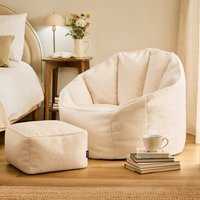 icon Boucle Sirena Accent Chair and Footstool Bundle, Cream - Cream
