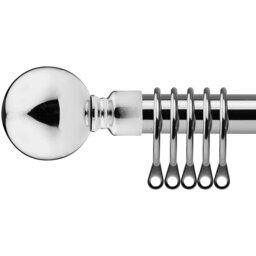16-19mm Sphere Extendable Durable Metal Curtain Pole Set - Chrome / 120cm - thumbnail 2