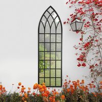 MirrorOutlet Rustic Arch Large Outdoor Garden Wall Mirror 160 x 47.5cm - Antique Black - image 1
