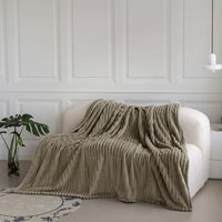 Snug Soft Chunky Ribbed Cord Plush Throw Blanket - Beige / 150x200 - image 1