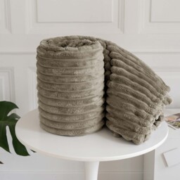 Snug Soft Chunky Ribbed Cord Plush Throw Blanket - Beige / 150x200 - thumbnail 3