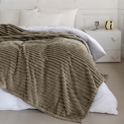 Snug Soft Chunky Ribbed Cord Plush Throw Blanket - Beige / 150x200 - thumbnail 4