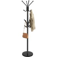 Freestanding Metal Coat Rack with Marble Base - Black / 30cm