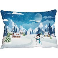Evening Village Winter Landscape Outdoor Comfy Cushion - Red - image 1