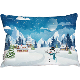 Evening Village Winter Landscape Outdoor Comfy Cushion - Red - thumbnail 2