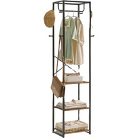 Industrial Coat Stand With 3 Shelves And 8 Hooks - Brown - image 1