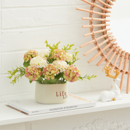 Artificial Hydrangea Flower in Ceramic Pot - Silk Hydrangeas White - thumbnail 4