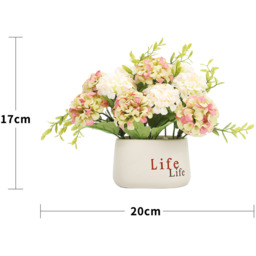 Artificial Hydrangea Flower in Ceramic Pot - Silk Hydrangeas White - thumbnail 5