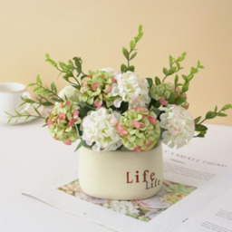 Artificial Hydrangea Flower in Ceramic Pot - Silk Hydrangeas White - thumbnail 2