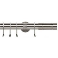 25-28mm Aspect End Satin Silver Metal Curtain Pole Set - Silver / 200cm - thumbnail 1