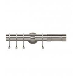 25-28mm Aspect End Satin Silver Metal Curtain Pole Set - Silver / 200cm - thumbnail 2