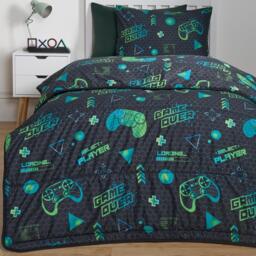 Gaming Print Reversible Coverless 10.5 Tog Duvet Set - Navy Blue - thumbnail 5