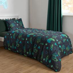 Gaming Print Reversible Coverless 10.5 Tog Duvet Set - Navy Blue - thumbnail 2