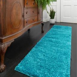 Soft Value Teal Blue Shaggy Area Rug - Teal Blue / 135 x 135cm - thumbnail 4