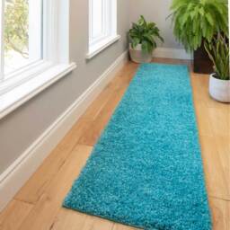 Soft Value Teal Blue Shaggy Area Rug - Teal Blue / 135 x 135cm - thumbnail 2