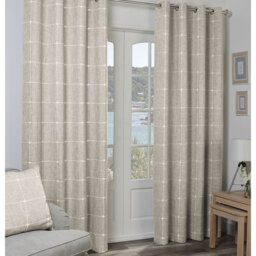 Salcombe Linen Check Curtains - Natural / 168cm / 137cm - thumbnail 2