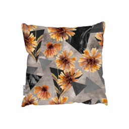 Geometric Floral Shapes Outdoor Cushion - Orange / 60cm - thumbnail 2