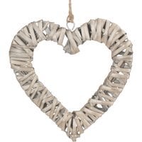Flat Open Wicker Heart - Grey Brown / Small