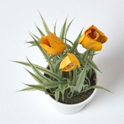 Homescapes Yellow Artificial Tulips in White Decorative Pot, 22 cm Tall - Yellow - thumbnail 3