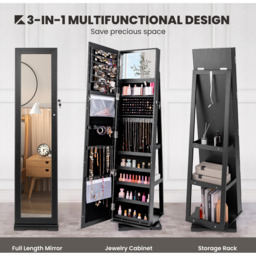 3-in-1 Lockable Jewelry Organizer - Black - thumbnail 4