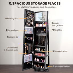 3-in-1 Lockable Jewelry Organizer - Black - thumbnail 3